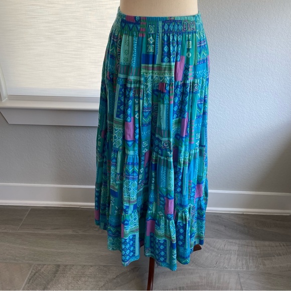 Vintage Two Piece Maxi Skirt Set with Top ResortWear Beach Dress Size Small v - Picture 5 of 12